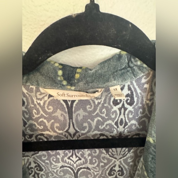 LIKE NEW Soft Surroundings Open Cardigan Kimono Velvet Boho Green Size 1X Plus E - Picture 4 of 6